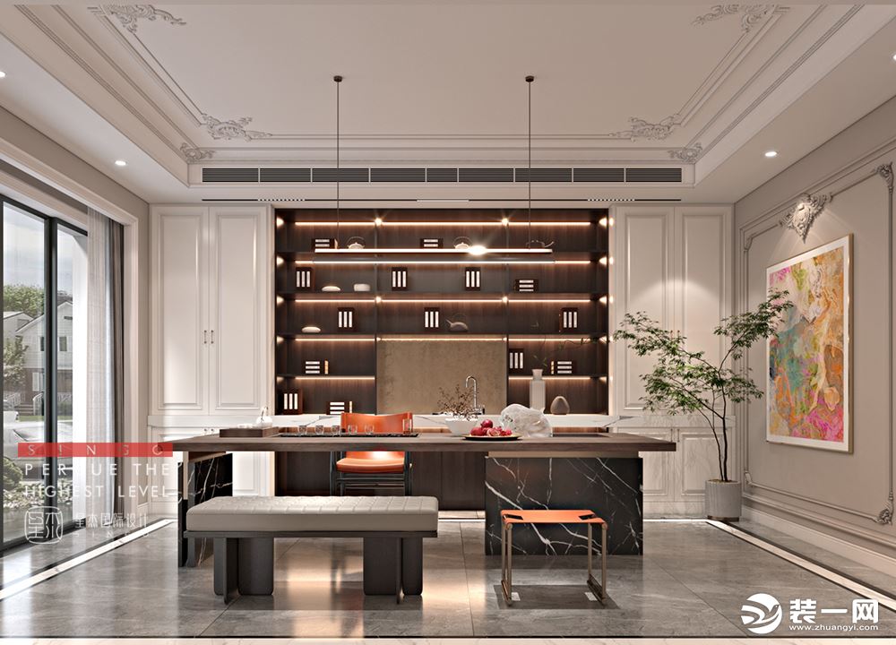 设计师在满足功能的情况下把一楼客厅空间做挑空，让空间更有穿透性