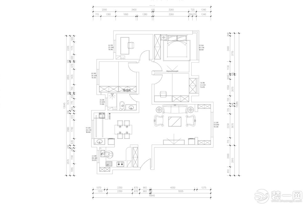 平面设计图石家庄业之峰装饰-保利拉菲小区147平米三居室中式风格装修设计效果图