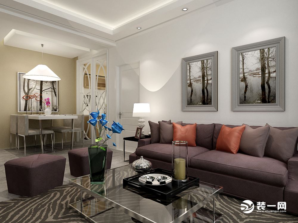 上海百汇园沙发背景现代简约风格装修效果图