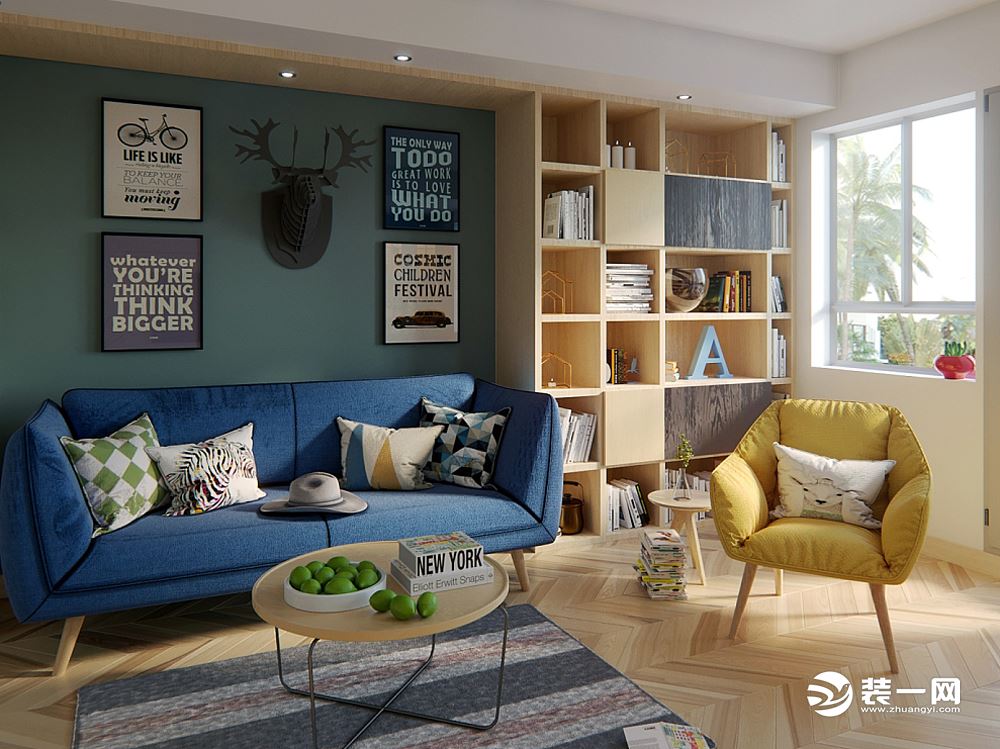 上海华悦家园沙发背景北欧风格装修效果图
