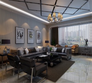复地东山国际135平米现代风格设计--客厅