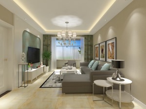 华峪东区98平米现代简约风格案例设计--客厅