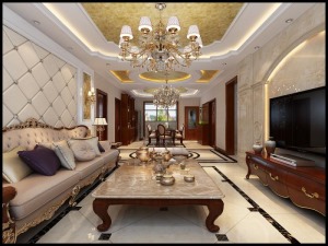 紫苹果装饰-金色豪庭欧式装修案例赏析 大气优雅
