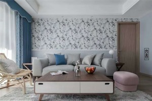 110平米现代简欧风格~沙发背景墙效果图