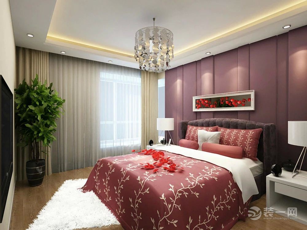 南昌汇景新城95平米三居室现代风格卧室效果图