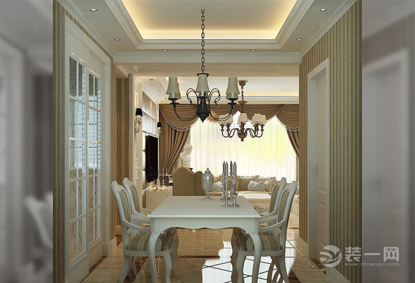 南昌阳光尚城140平米三居室欧式风格餐厅效果图