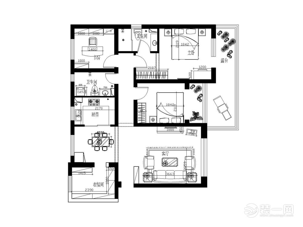 南昌阳光尚城140平米三居室欧式风格平面设计图
