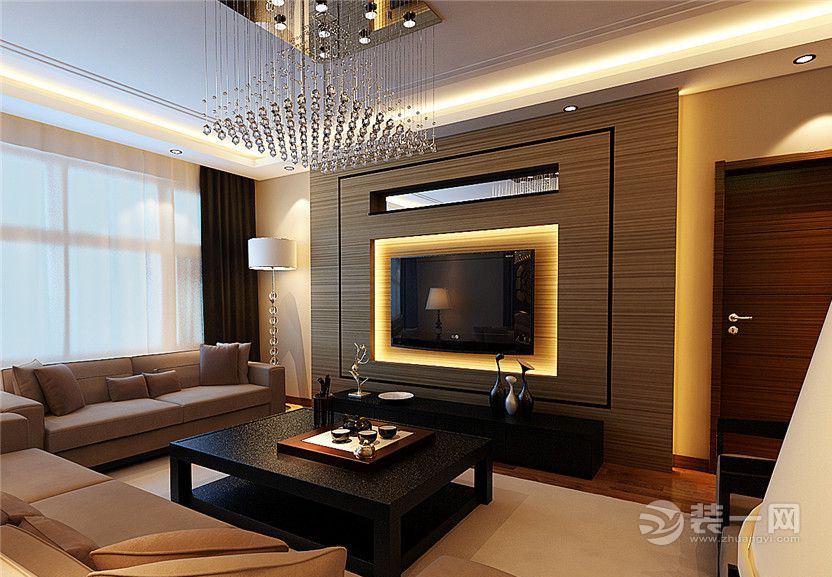 南昌群力新城110平米两居室现代风格电视背景墙