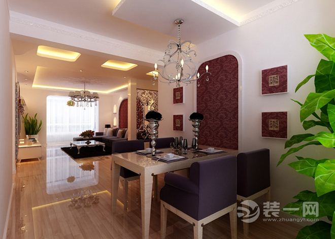 南昌万科城140平米三居室简欧风格餐厅效果图