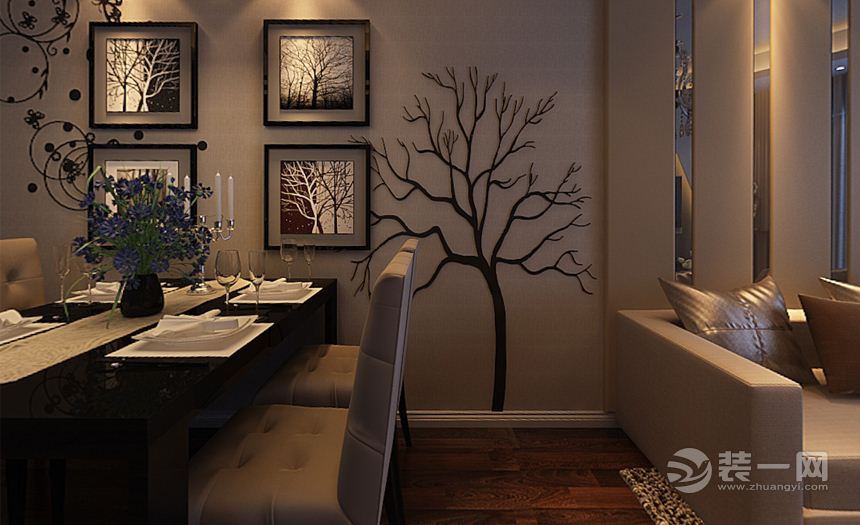 南昌保利香槟94平米三居室现代简约风格餐厅效果图