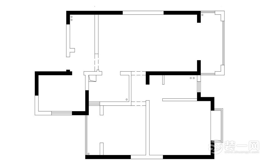 南昌保利香槟94平米三居室现代简约风格原始结构图