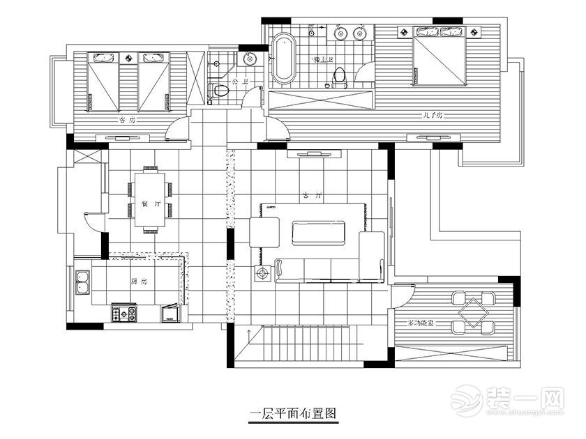 南昌曲家公馆327平米别墅现代简约风格户型布局图