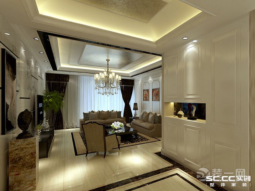 南昌银川中海国际144平米四居室混搭风格客厅效果图