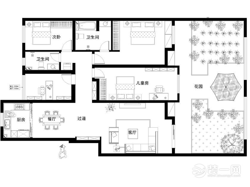 南昌银川中海国际144平米四居室混搭风格户型布局图