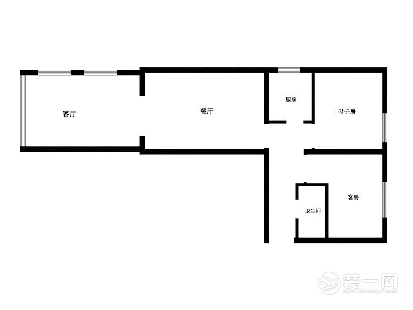 南昌铁路小区78平米三居室现代简约风格原始户型图