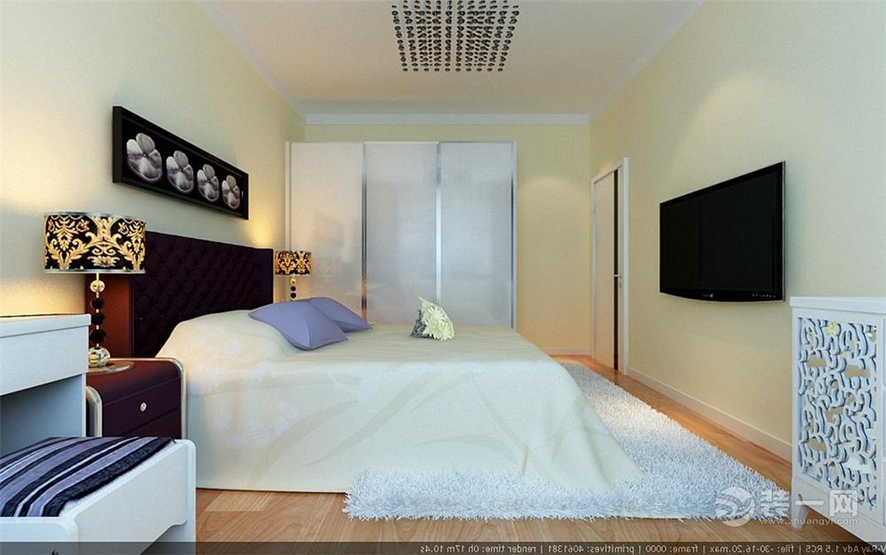 南昌万达文化旅游城100平米三居室简约风格卧室效果图