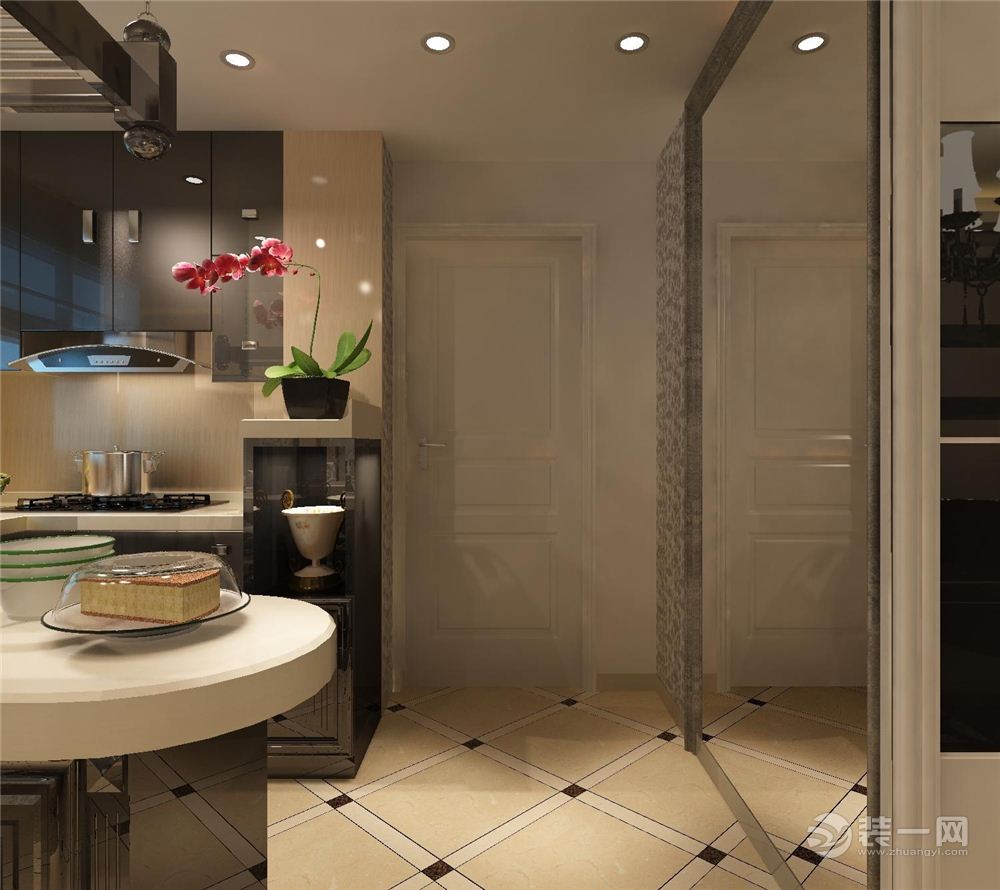 南昌绿地玫瑰城138平米三居室现代简约风格厨房效果图