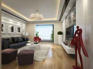南昌汇景新城95平米三居室现代风格案例图