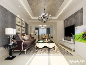南昌海域香廷128平米三居室欧式风格客厅效果图3