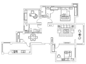 南昌保利金香槟146平米三居室现代风格平面布局图