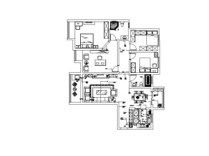 南昌建业壹号城邦110平米三居室简约风格平面布局图