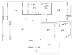 南昌富力华庭124平米三居室新中式风格户型图