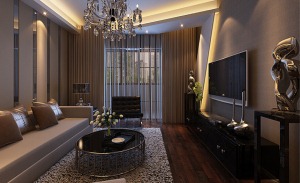 南昌保利香槟94平米三居室现代简约风格客厅效果图