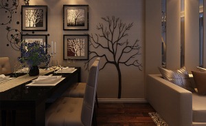 南昌保利香槟94平米三居室现代简约风格餐厅效果图