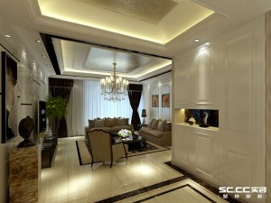 南昌银川中海国际144平米四居室混搭风格客厅效果图