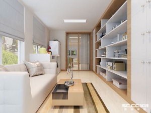 南昌铁路小区78平米三居室现代简约风格客厅效果图