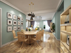 南昌绿地海域香廷128平米三居室现代简约风格餐厅效果图