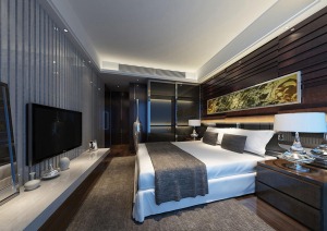 南昌绿地玫瑰城138平米三居室现代简约风格卧室效果图