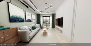 紫金西苑135平米三居室-现代风格全景效果图