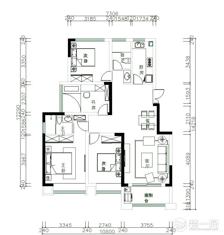 葛洲壩玖瓏府125平現(xiàn)代設(shè)計(jì)