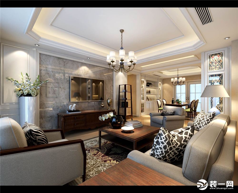 兰桂公寓160平简欧风格客厅装修效果图
