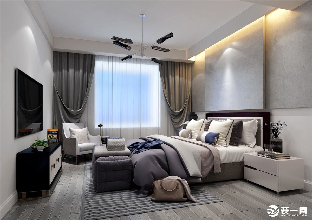 国贸天悦三居室现代风格卧室设计案例