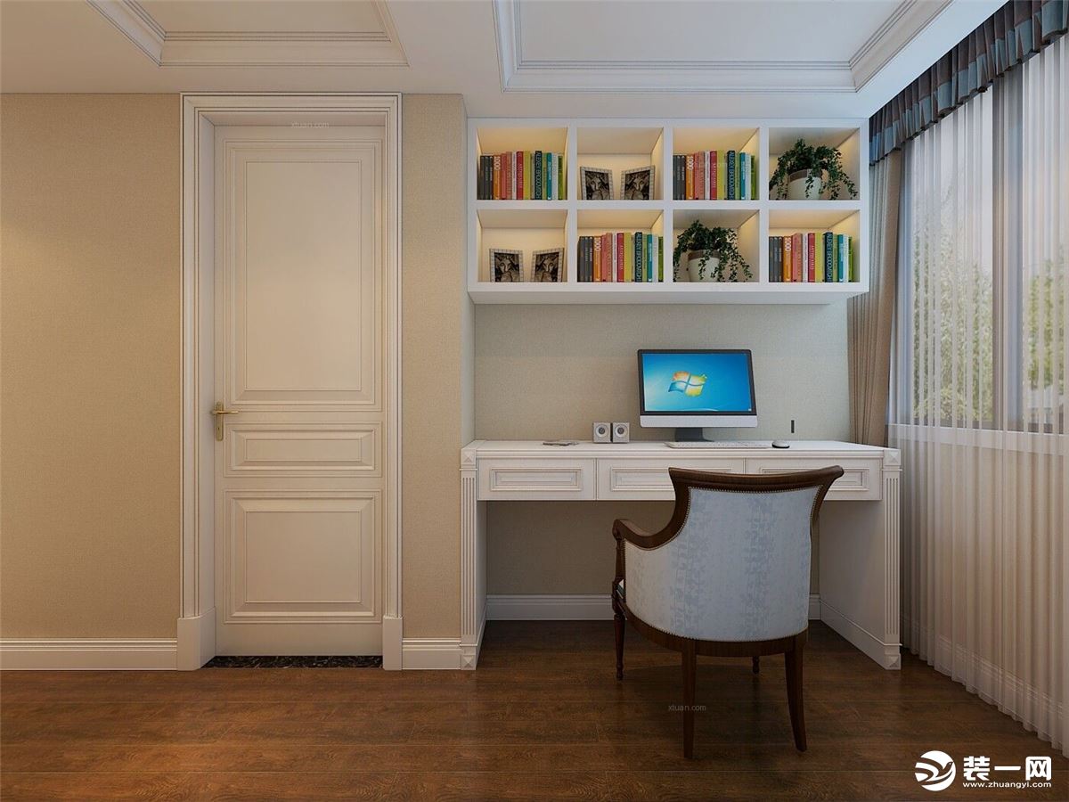 巴黎都市三居室美式书房设计案例