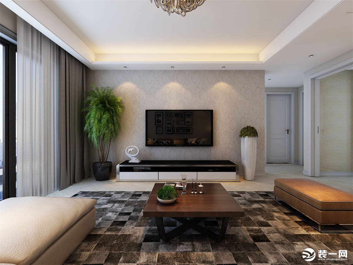 新华阳光国际120平客厅现代设计案例