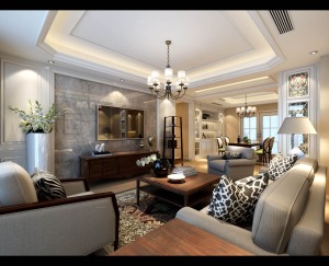 兰桂公寓160平简欧风格客厅装修效果图