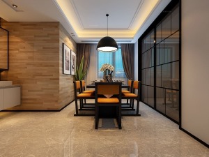 中铁滨湖名邸三居室现代风格餐厅设计案例
