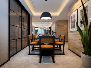 中铁滨湖名邸102平现代风格餐厅设计案例
