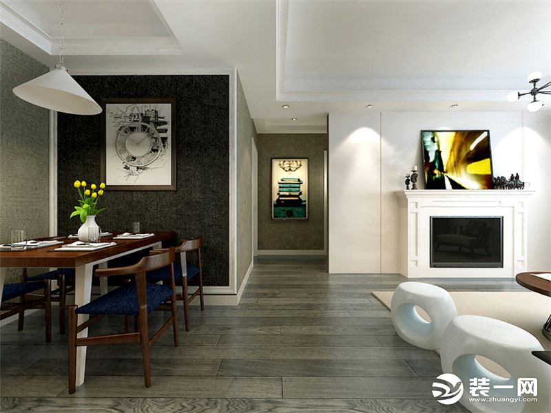 餐厅石家庄海达装饰瀚唐小区85.66平米两居室简约风格效果图