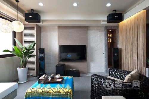 澳海澜庭—127平 三居室 造价21万 混搭风格客厅效果图