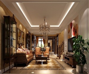 融科东南海 142平 四居室 造价27万 中式风格客厅效果图