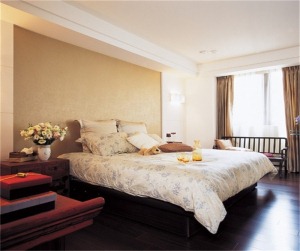 北辰三角洲—119平 三居室 造价15万 新中式卧室效果图