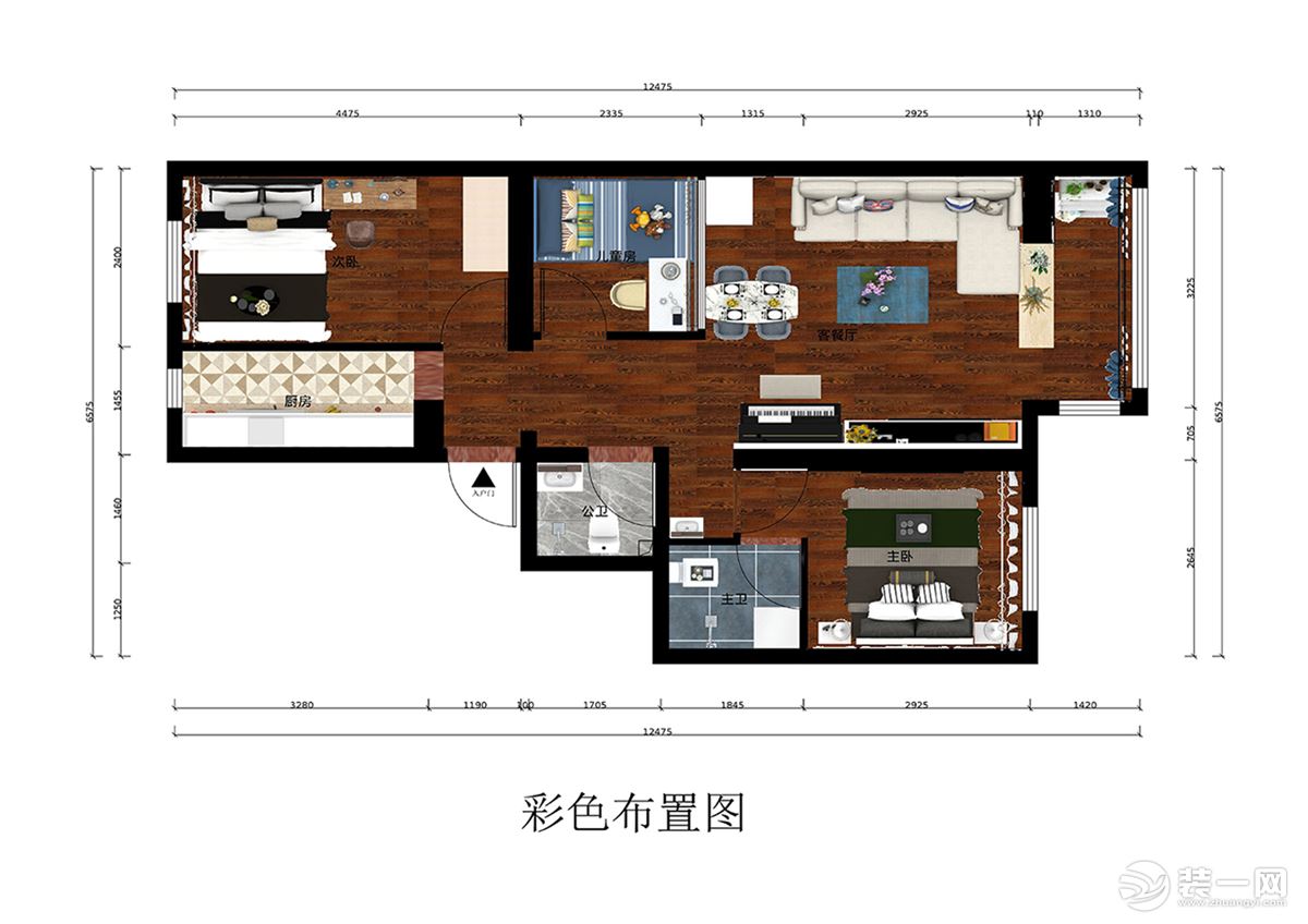 百万庄一号70平二居室户型图