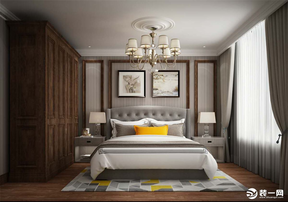 北京业之峰莲玉嘉园158平简美风格案例--卧室效果图