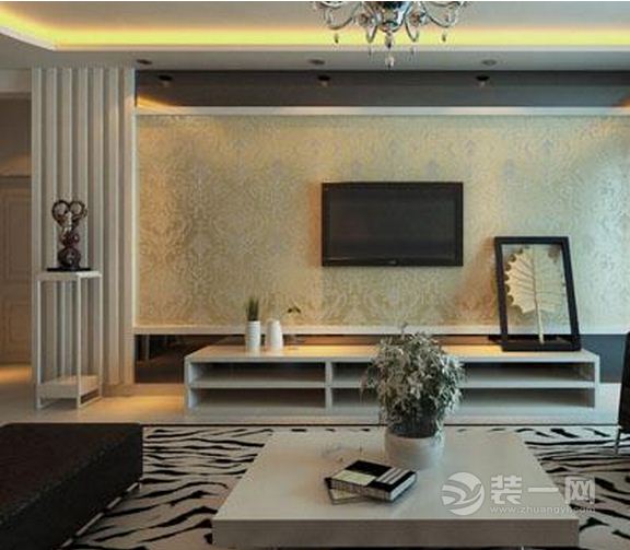 包头东亚五期现代124平米三居室现代风格电视墙