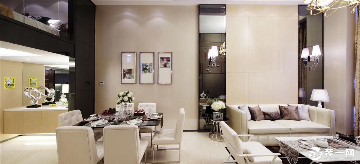 国宾跃层五居室现代风格装修效果图/客厅