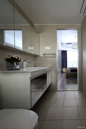 富博大厦三居室现代简约风格装修效果图/卫生间